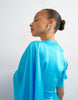 Topshop satin cape sleeve draped mini dress in electric blue