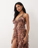 Miss Selfridge ruffle cami maxi beach cover up in paisley print