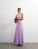 Topshop linen rich dropped waist full circle hem midi dress in lilac