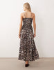 Iisla & Bird shirred detailing beach maxi dress in leopard print