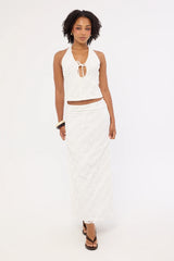 Luck & Trouble Thessia Tie Halter Top White