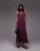 chiffon high halter neck maxi dress in plum
