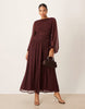 macrame waisted detail maxi dress in berry