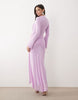 mesh long sleeve maxi dress with twist detail in lilac