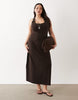 Curve scoop neck maxi dress in chocolate