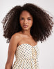 Hollister strapless tie up ruffle babydoll mini dress in yellow polka dots