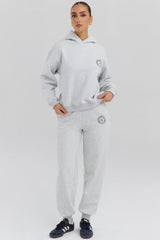 light grey marl fleece back jogging trousers