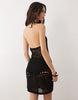 crochet knit summer mini dress in black