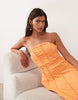 ARRANGE heavyweight cotton seam detailing strapless maxi dress in papaya