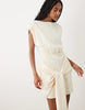 Pretty Lavish Hattie jacquard cap sleeveless fringe tie detail mini dress in cream