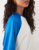 tricot contrast raglan sleeve mini T-shirt dress in bright blue and white