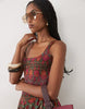 Abercrombie & Fitch scoop neck dipped waist midaxi dress with bold floral print in brown