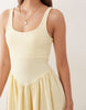 gathered crepe midi dress in buttermilk