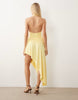 Murci high neck gathered waist gold hardware detail maxi dress in yellow