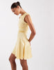 JJXX satin mini dress with tie detail in butter yellow