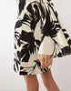 Mango one shoulder mini dress in palm print