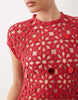 crochet open back maxi dress with sequins in red