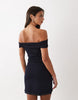 off the shoulder mini dress in denim
