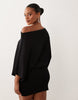 Gina Tricot slouchy boatneck mini dress in black