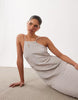 maxi halter dress in techy crinkle fabric