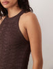 YAS zigzag crochet high neck sleeveless midi dress in chocolate
