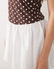 cami square neck with dropped waist mini dress in polka dot print with flippy skirt