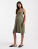 Mamalicious Maternity 2 function nursing button up mini sundress in dark khaki