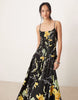 crinkle maxi sundress with shirred dropped waist in oversized floral print