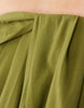 draped strapless maxi dress in olive green