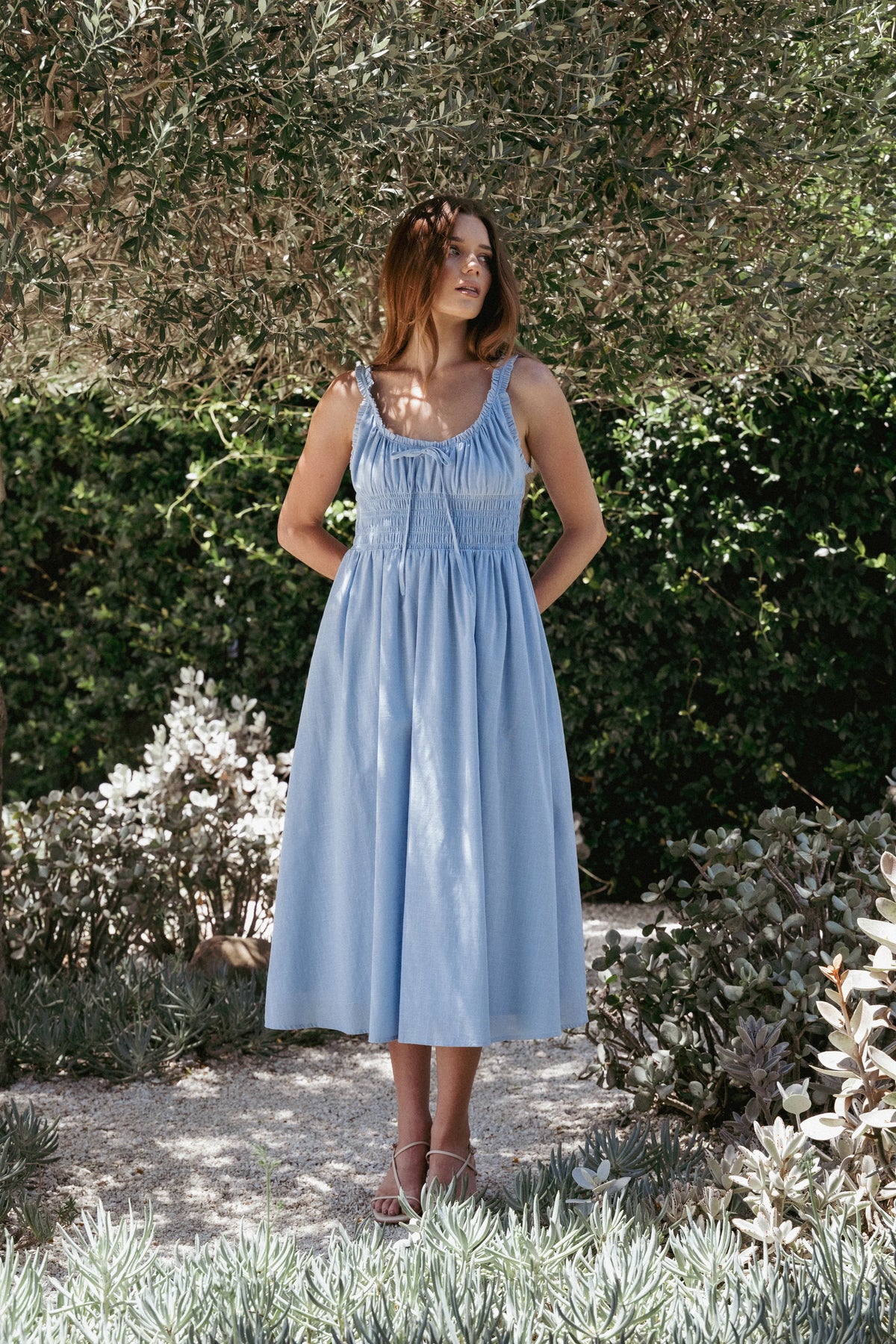 Auguste Midi Dress - Pale Blue