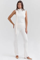 ivory cashmere draped tank and scarf