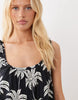 VILA ruched straps palm print cami mini dress in black and white