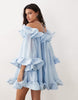 YAS bardot ruffle detail mini dress in blue