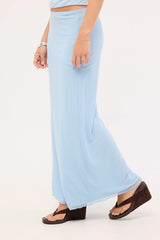 Luck & Trouble Shimmer Asymmetrical Midi Skirt Blue