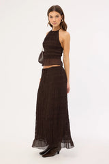 Luck & Trouble Marisole Gathered Maxi Skirt Choc