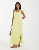 PIECES reversible textured jersey maxi dress in celery green