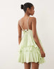 double cloth washed mini sundress with distressed ruffles in washed lime