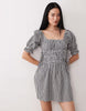 Wednesday's Girl seersucker milkmaid mini dress in black gingham