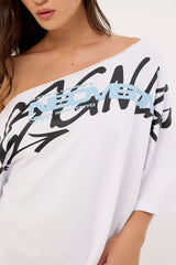 Neovision Shard Off Shoulder Relaxed Tee White