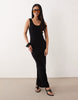 cotton blend scoop back dress in black