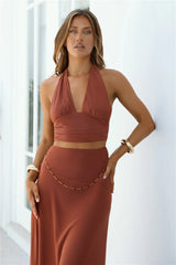 Disco Dazzle Halter Crop Top Copper