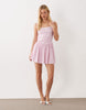 Miss Selfridge square neck mini dress in pink gingham