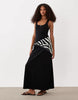 scoop neck maxi dress in black