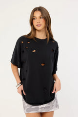 Neovision Tatter Heavyweight Relaxed Tee Washed Black
