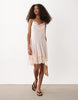 lace trim mini slip dress with asymmetric hem in pale pink