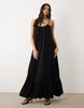 Gina Tricot pure cotton flowy strappy maxi dress in black