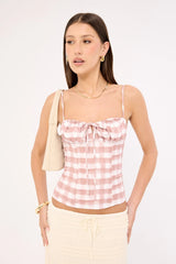 Sndys The Label Lelessa Corset Top Pink Gingham