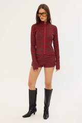 Lioness Housewife Knit Short Crimson Stripe