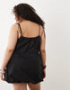 Curve poplin puff mini sundress with tie straps in black