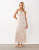 VILA lace trim cami midi dress in white floral print